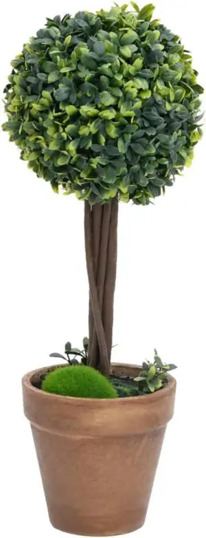 vidaXL Artificial Boxwood Plants 2 pcs with Pots Ball Shaped Green 22"