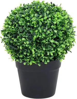vidaXL Artificial Boxwood Plants 2 pcs with Pots Ball Shaped Green 10.6"