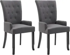 vidaXL Dining Chairs with Armrests 2 pcs Dark Gray Fabric vidaXL Dining Chairs with Armrests 2 pcs Dark Gray Fabric