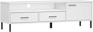 vidaXL TV Cabinet with Metal Legs White Solid Wood Pine OSLO
