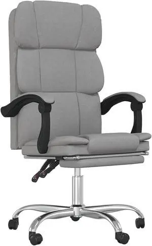 vidaXL Reclining Office Chair Light Gray Fabric