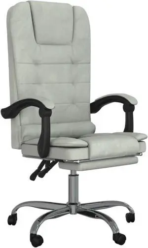 vidaXL Massage Reclining Office Chair Light Gray Velvet