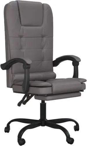vidaXL Massage Reclining Office Chair Gray Faux Leather