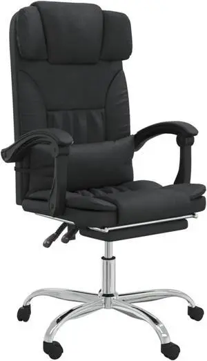 vidaXL Massage Reclining Office Chair Black Faux Leather