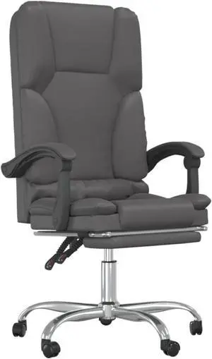 vidaXL Massage Reclining Office Chair Gray Faux Leather