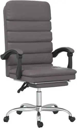 vidaXL Massage Reclining Office Chair Gray Faux Leather