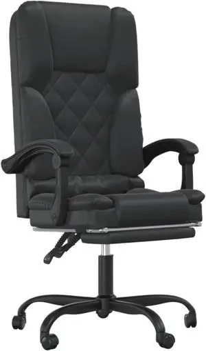 vidaXL Massage Reclining Office Chair Black Faux Leather