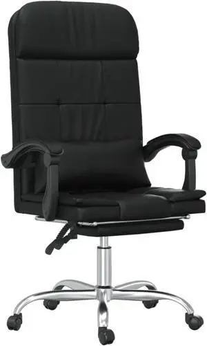 vidaXL Massage Reclining Office Chair Black Faux Leather