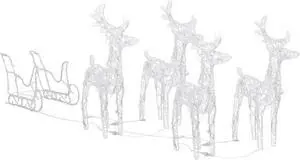 vidaXL Reindeers & Sleigh Christmas Decoration 110.2"x11"x21.7" Acrylic vidaXL Reindeers & Sleigh Christmas Decoration 110.2"x11"x21.7" Acrylic
