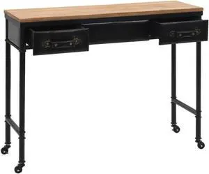 vidaXL Console Table with Castors 39.4"x13"x31.5" Solid Wood Fir