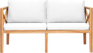 vidaXL Patio Bench with Cream Cushions Solid Teak Wood vidaXL Patio Bench with Cream Cushions Solid Teak Wood