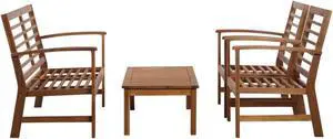 vidaXL 4 Piece Patio Lounge Set Solid Acacia Wood