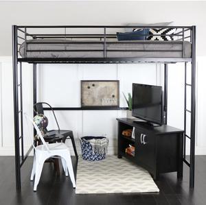 WE Furniture Loft Bunk Bed, Full, Metal Black