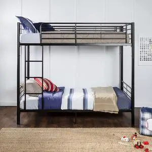 Walker Edison Twin-Over-Twin Bunk Bed, Black