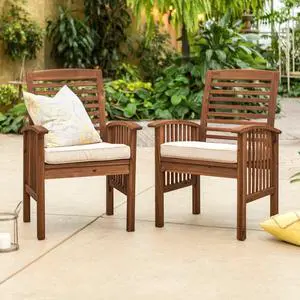 Patio Chairs with Cushions in Dark Brown - Set of 2