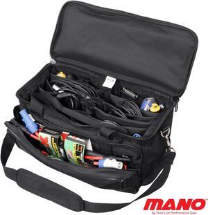 MANO Utility Carry Hand Bag Organizer with Dividers For Cables, LED Lighting, Tools, Mics, and Accessories.