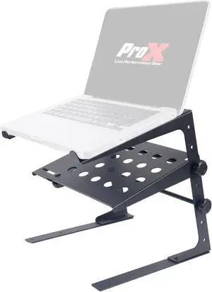 ProX T-ULPS200 Universal Portable Desktop Laptop Stand with 2nd Tier Shelf and Mounting Clamps for DJ Cases