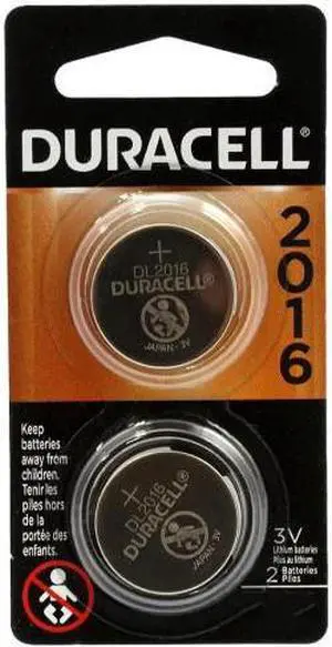 Duracell CR2016 Lithium Coin Cell Batteries - 75mAh  - 2 Piece Retail Packaging