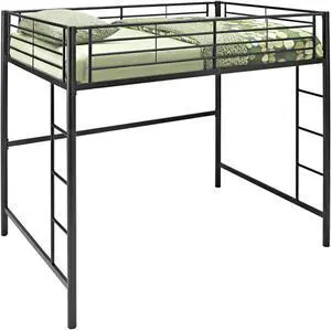 Premium Metal Full Size Loft Bed - Black