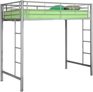 Walker Edison Premium Metal Twin Loft Bed - Silver
