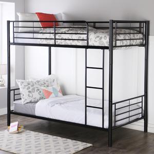 Walker Edison Premium Metal Twin over Twin Bunk Bed - Black
