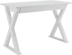 Walker Edison Home Office 48" Glass Metal Computer Desk - White