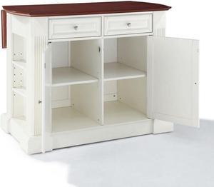 Coventry Drop Leaf Breakfast Bar Top Kitchen Island in White Finish