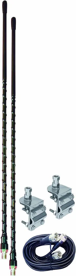 Accessories Unlimited AUMM22-B Dual Two Foot Mirror Mount CB Antenna Kit (Black)