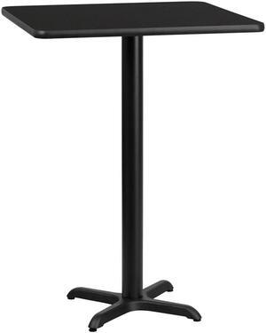 30'' Square Black Laminate Table Top with 22'' x 22'' Bar Height Table Base