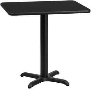 24'' x 30'' Rectangular Black Laminate Table Top with 22'' x 22'' Table Height Base
