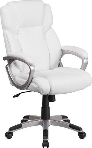 Flash Furniture Carolyn LeatherSoft Swivel Mid-Back Executive Office Chair White (GO2236MWH)