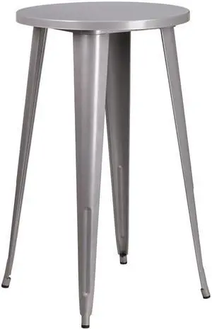 Flash Furniture 24'' Round Silver Metal Indoor-Outdoor bar Height Table