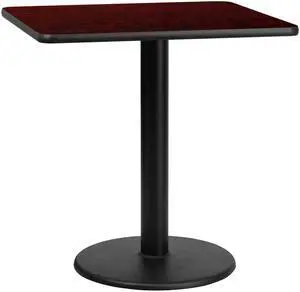 Flash Furniture 30" Square Mahogany Laminate Table Top with 18" Round Table Height Base