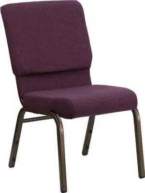 Flash Furniture FD-CH02185-GV-005-GG Hercules Series 18-1/2-Inch Wide Plum Stacking Church Chair with 4-1/4-Inch Thick Seat/Gold Vein Frame