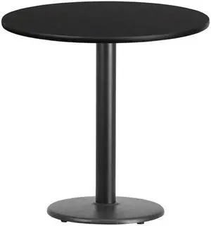 30'' Round Black Laminate Table Top with 18'' Round Table Height Base