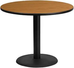 Flash Furniture 36" Round Natural Laminate Table Top with 24" Round Table Height Base