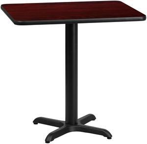 24'' x 30'' Rectangular Mahogany Laminate Table Top with 22'' x 22'' Table Height Base