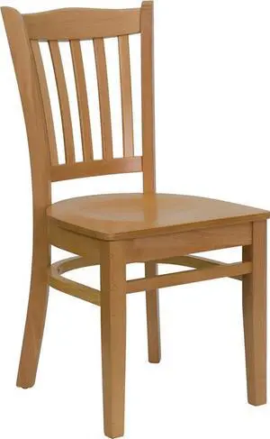 Flash Furniture XU-DGW0008VRT-WAL-BLKV-GG Hercules Series Walnut Finished Vertical Slat Back Wooden Restaurant Chair with Black Vinyl Seat