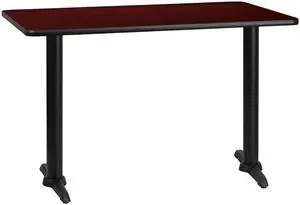 Flash Furniture 30 by 48" Rectangular Mahogany Laminate Table Top with 5 by 22" Table Height Bases