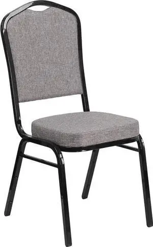 Flash Furniture Hercules Series Crown Back Stacking Banquet Chair with Gray Fabric & 2.5'' Thick Seat - black Frame