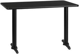30'' x 48'' Rectangular Black Laminate Table Top with 5'' x 22'' Table Height Bases
