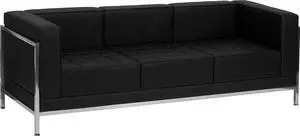 Flash Furniture Hercules Imagination Series Contemporary Black Leather Sofa with Encasing Frame