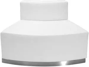 HERCULES Alon Series White Leather Convex Chair with Brushed Stainless Steel Base