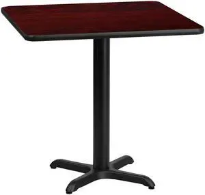 Flash Furniture 30" Square Mahogany Laminate Table Top with 22 by 22" Table Height Base