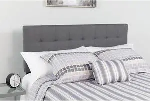 Bedford Tufted Upholstered Queen Size Headboard in Dark Gray Fabric
