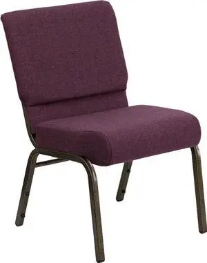 Flash Furniture FD-CH0221-4-GV-005-GG Hercules Series 21-Inch Extra Wide Plum Stacking Church Chair with Gold Vein Frame