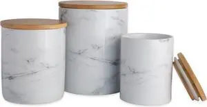 DII White Marble Ceramic Canister (Set of 3)
