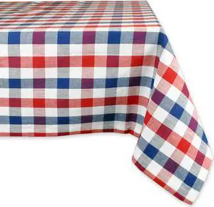 DII Red, White & Blue Check Tablecloth