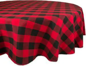 DII Red Buffalo Check Tablecloth 70 Round