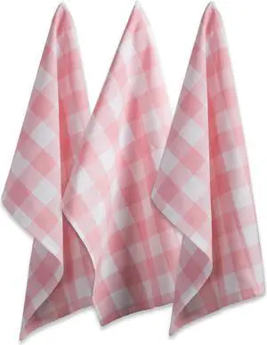 DII Pink Buffalo Check Dishtowel (Set of 3)